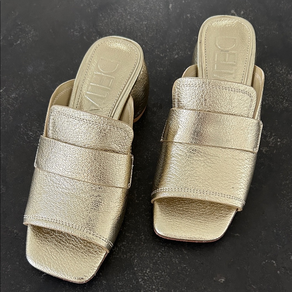DEIM Gold Metallic Mules